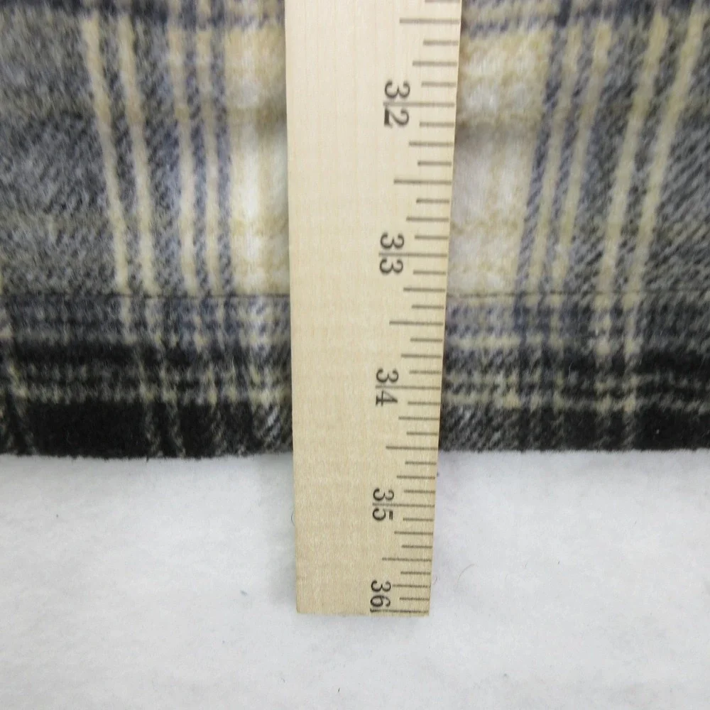 Banana Republic Mens Shirt Jacket Shacket Size XL Plaid Wool Blend Black Cream